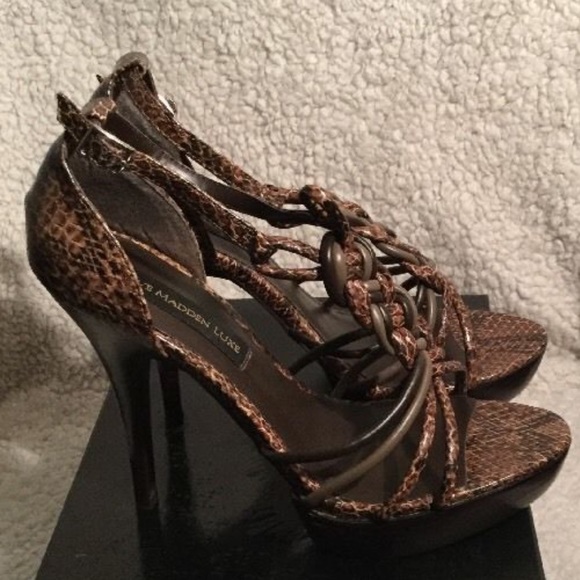 NWOT Steve Madden Luxe Brown Snakeskin Heels - Picture 5 of 6
